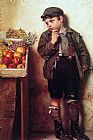 The Last Stand Paintings - Eyeing the Fruit Stand by John George Brown